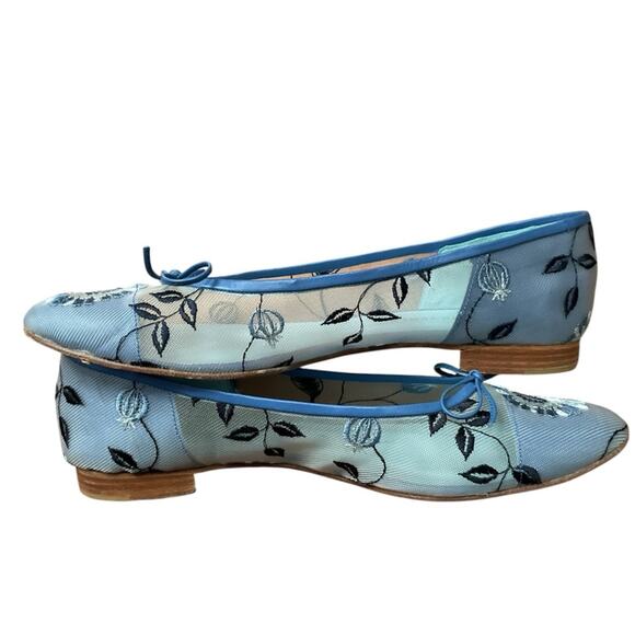 Ramon Tenza Blue Embroidered mesh ballet flats 10 - Picture 2 of 8